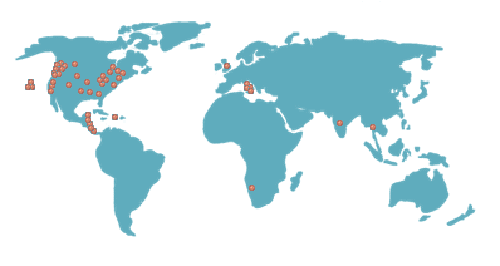 Map - Clients Using the AccomPro Online Reservation System